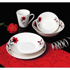 Bol portelan 20 cm, red flowers 950 ml,vanora home,  Farfurii & Boluri de Servire | electropc.ro