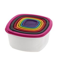 Set 7 caserole patrate cu capace,plastic, vanora home,  Boluri & Cutii alimente | electropc.ro
