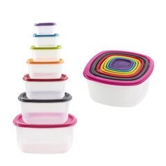 Set 7 caserole patrate cu capace,plastic, vanora home,  Boluri & Cutii alimente | electropc.ro