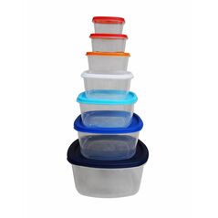 Set 7 caserole patrate cu capace,plastic, vanora home,  Boluri & Cutii alimente | electropc.ro