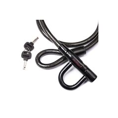 Antifurt pegas bucla, sufa otel imbracata in plastic, dimensiune: 15mm(grosime)x1500mm(lungime), cheie, negru,  Accesorii ciclism | electropc.ro