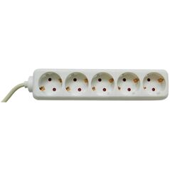 Prelungitor bachmann selly 5xcee7/3 pc, fara intrerupator, lungime cablu 3m, h05vv-f 3g1, alb,  Prelungitoare | electropc.ro