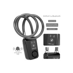 Antifurt smart bluetooth bl-01, dimensiune 92x55x34cm, cablu diametru 10mm, lungime cablu 1200mm, alarma 110db, baterii 3 x aaa (neincluse) rosu,  Accesorii ciclism | electropc.ro