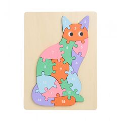 Puzzle pisica din lemn, 16 piese,  Jocuri educative | electropc.ro
