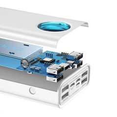 Baterie externa baseus ambilight, 30000mah, pd 3.0 65w, 4 x usb; 1 x usb type-c, digital display pt. status baterie, total 3a, alb,  Baterii portabile | electropc.ro