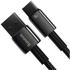 Cablu alimentare si date baseus, fast charging data cable pt. smartphone, usb la usb type-c (t), 100w, 480mbps, aliaj zinc, braided(nylon), 2m, negru,  Cabluri periferice | electropc.ro