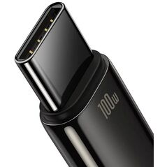 Cablu alimentare si date baseus, fast charging data cable pt. smartphone, usb la usb type-c (t), 100w, 480mbps, aliaj zinc, braided(nylon), 2m, negru,  Cabluri periferice | electropc.ro
