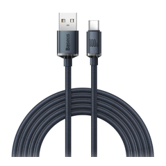 Cablu alimentare si date baseus crystal shine, fast charging data cable pt. smartphone, usb la usb type-c 100w, 2m, braided, negru,  Cabluri periferice | electropc.ro