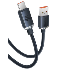 Cablu alimentare si date baseus crystal shine, fast charging data cable pt. smartphone, usb la usb type-c 100w, 2m, braided, negru,  Cabluri periferice | electropc.ro