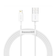Cablu alimentare si date baseus superior, fast charging data cable pt. smartphone, usb la lightning iphone 2.4a, 1.5m, alb,  Cabluri periferice | electropc.ro