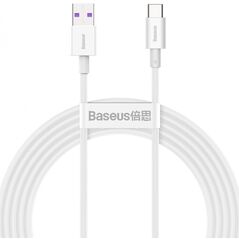 Cablu alimentare si date baseus superior, fast charging data cable pt. smartphone, usb la usb type-c 66w, 2m, alb,  Cabluri periferice | electropc.ro
