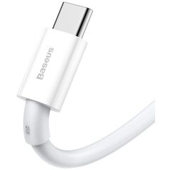 Cablu alimentare si date baseus superior, fast charging data cable pt. smartphone, usb la usb type-c 66w, 2m, alb,  Cabluri periferice | electropc.ro