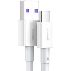Cablu alimentare si date baseus superior, fast charging data cable pt. smartphone, usb la usb type-c 66w, 2m, alb,  Cabluri periferice | electropc.ro