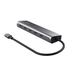 Hub trust halyx, 5 porturi usb-c 3.2 gen 1: 1 usb-c 100w pd port / 4 usb-c data ports, usb pd 3.0, gri,  Hub-uri USB | electropc.ro