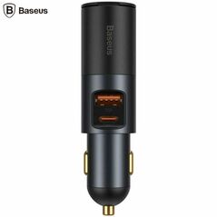 Incarcator auto baseus share together, 1 x usb output 5v/3a, 1 x usb type-c max 5v/3a si 1 x bricheta auto 60w, total output 120w, pt. bricheta auto, gri,  Incarcatoare telefoane | electropc.ro