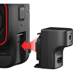 Insta360 microphone adapter ace/ace pro, 1 x usb-c female input, 1 x usb-c integrated male input, 1 x 1/8" / 3.5 mm input, negru,  Alte accesorii foto & video | electropc.ro