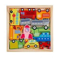 Puzzle din lemn cu masini, 12 piese,  Jocuri educative | electropc.ro