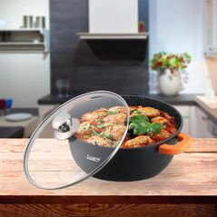 Semioala aluminiu turnat +capac,  28 cm x 12.5 cm , 6.5 l, dark line, cooking  by heinner,  Tavi copt | electropc.ro
