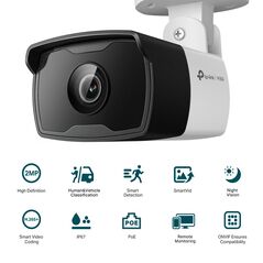 "tp-link camera ir de supraveghere bullet pentru exterior vigic320i(6mm), senzor imagine: cmos 1/3"", lentila 2.8mm, f2.0,weatherproof: ip67, infrarosu: 30m, unghi vizualizare:diagonal fov: 56°, , rezolutie maxima: 2 mpx, 1920 × 1080, dimensiuni:174 ×74 ×,  Camere supraveghere IP | electropc.ro