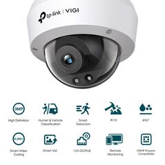 Tp-link camera ir de supraveghere dome pentru exterior vigi c230i(4mm), senzor imagine: cmos 1/2.8", lentila 4mm, f2.0, weatherproof: ip67, infrarosu: 30m, unghi vizualizare: 82.5°/44.9°/99.3°(h/v/d), detectare: 49m, observare:20m, recunoastere: 10m, iden,  Camere supraveghere IP | electropc.ro