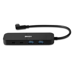 Hub lindy 4 porturi, interfata usb 3.2 gen2, latime de banda suportata 10 gbps, power delivery 3.0 pana la 100w (20v 5a), chipset vl102+, gl3590, negru,  Hub-uri USB | electropc.ro