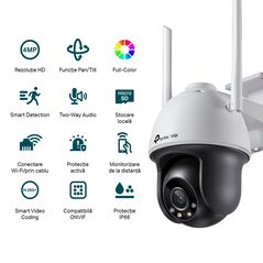 Tp-link vigi 4mp outdoor pan/tilt wi-fi camera,vigi c540-w(4mm),senzor: 1/3", lentila: 4mm, f1.6, weatherproof: ip66, ir: 30m, shutter speed: 1/3 to 1/10000 s, unghi vizualizare: orizontal: 79°, vertical: 43°, diagonal: 93°, zoom digital, rezolutie max: 2,  Camere supraveghere IP | electropc.ro