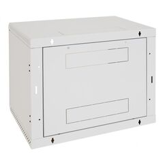 Rack de perete triton seciune simpla 4u 600mm adancime usa sticla panouri laterale fixe sectiuni ventilatie activa, sectiuni acces cabluri sus/jos/spate securizare cu cheie, 1 pereche montanti reglabili ip30 gri,  Cabinete metalice | electropc.ro