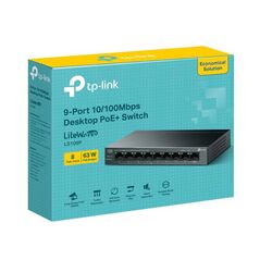 Tp-link ls109p switch 9 porturi 10/100mbps, 8porturi poe, buget poe: 63w, auto negotiation, auto mdi/mdix, fara ventilator, montaj: perete, birou, dimensiuni; 171×98×27 mm, switching capacity: 1.8 gbps, packet forwarding rate: 1.3392 mpps,  Smart home | electropc.ro