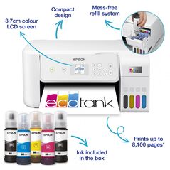Multifunctional inkjet color epson ecotank ciss l3286,culoare alb, dimensiune a4 (printare,copiere, scanare), printare borderless, viteza 33ppm alb- negru, 15ppm color, rezolutie 5760x1440 dpi, alimentare hartie 100 coli, scanner cis rezolutie 1.200  x 2.,  Multifunctionale Inkjet | electropc.ro