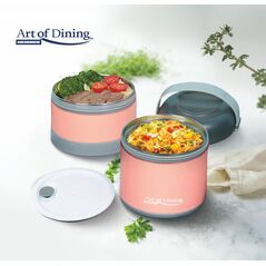 Caserola termica dubla 920 ml, loca, roz, heineer,  Boluri & Cutii alimente | electropc.ro
