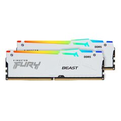 Memorie kingston 32gb ddr5 6000mhz cl30 dual channel kit fury beast rgb white,  Memorii RAM Desktop | electropc.ro