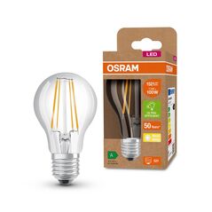 Bec led osram classic a60, ultra efficient light, e27, 7.2w (100w), 1521 lm, lumina calda (3000k), cu filament,  Becuri si Tuburi LED | electropc.ro