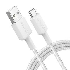 Cablu alimentare si date anker, usb-a (t) la usb type-c (t), lungime 1.8m, rata transfer 480 mbps, invelis nylon, braided, alb,  Cabluri periferice | electropc.ro