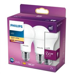 2 becuri led philips a60, eyecomfort, e27, 13w (100w), 1521 lm, lumina calda (2700k), mat,  Becuri si Tuburi LED | electropc.ro