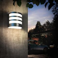 Aplica led pentru exterior cu senzor de miscare philips calgary, 3.5w (30w), 320 lm, lumina calda (2700k), ip44, 94x122x130mm, inox,  Aplice de exterior | electropc.ro