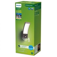 Aplica led pentru exterior cu senzor de miscare philips splay, 3.8w, 800 lm, lumina calda (2700k), ip44, 240x160x80mm, antracit,  Aplice de exterior | electropc.ro