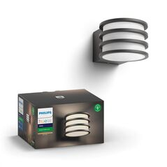 Aplica led pentru exterior philips hue lucca, 9.5w (60w), 806 lm, lumina calda (2700k), ip44, 170x215x115mm, antracit,  Aplice de exterior | electropc.ro