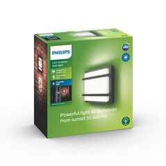 Aplica led pentru exterior philips petronia, 12w (83w), 1200 lm, lumina calda (2700k), ip44, 190x190x53mm, antracit,  Aplice de exterior | electropc.ro