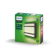 Aplica led pentru exterior philips petronia, 12w (83w), 1200 lm, lumina calda (2700k), ip44, 190x190x53mm, antracit,  Aplice de exterior | electropc.ro