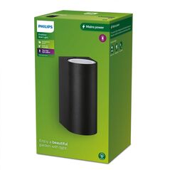 Aplica pentru exterior philips nightingale up&down, 2xgu10, max 2x35w, ip44, 160x96x80mm, negru,  Aplice de exterior | electropc.ro