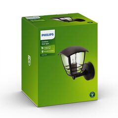 Aplica tip felinar pentru exterior philips creek up, 1xe27, max 60w, ip44, 200x175x235mm, negru,  Aplice de exterior | electropc.ro