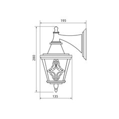 Aplica tip felinar vivalux lyon down, e27, max 1x60w, ip44, 195x135x280mm, auriu, bec neinclus,  Aplice de exterior | electropc.ro