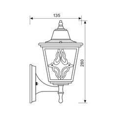 Aplica tip felinar vivalux lyon up, e27, max 1x60w, ip44, 195x135x280mm, auriu, bec neinclus,  Aplice de exterior | electropc.ro