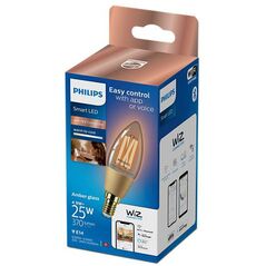 Bec led inteligent vintage (decorativ) philips filament candle amber c35, wi-fi, bluetooth, e14, 4.9w (25w), 370 lm, lumina alba (2000-5000k),  Becuri si Tuburi LED | electropc.ro