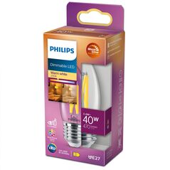 Bec led philips classic b35, eyecomfort, e27, 3.4w (40w), 470 lm, lumina calda (2700k), dimabil, cu filament,  Becuri si Tuburi LED | electropc.ro