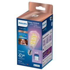 Bec led rgb inteligent philips filament bulb clear st64, wi-fi, e27, 6.3w (40w), 470 lm, lumina alba si color (2200-6500k),  Becuri si Tuburi LED | electropc.ro