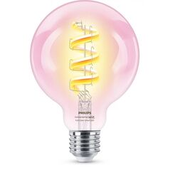 Bec led rgb inteligent philips filament globe g95, wi-fi, e27, 6.3w (40w), 470 lm, lumina alba si color (2200-6500k),  Becuri si Tuburi LED | electropc.ro