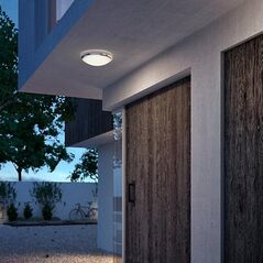 Plafoniera led pentru exterior philips doris, 6w, 640 lm, lumina neutra (4000k), ip54, 22 cm, nichel,  Aplice de exterior | electropc.ro