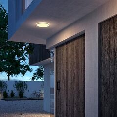 Plafoniera led pentru exterior philips superslim, 15w, 1300 lm, lumina calda (2700k), ip54, 25 cm, negru,  Aplice de exterior | electropc.ro
