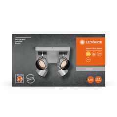 Spot led cvadruplu ajustabil ledvance decor jupiter square, 22w, 2000 lm, lumina calda (3000k), ip20, 260x260mm, argintiu, clasa energetica f,  Spoturi aplicate | electropc.ro